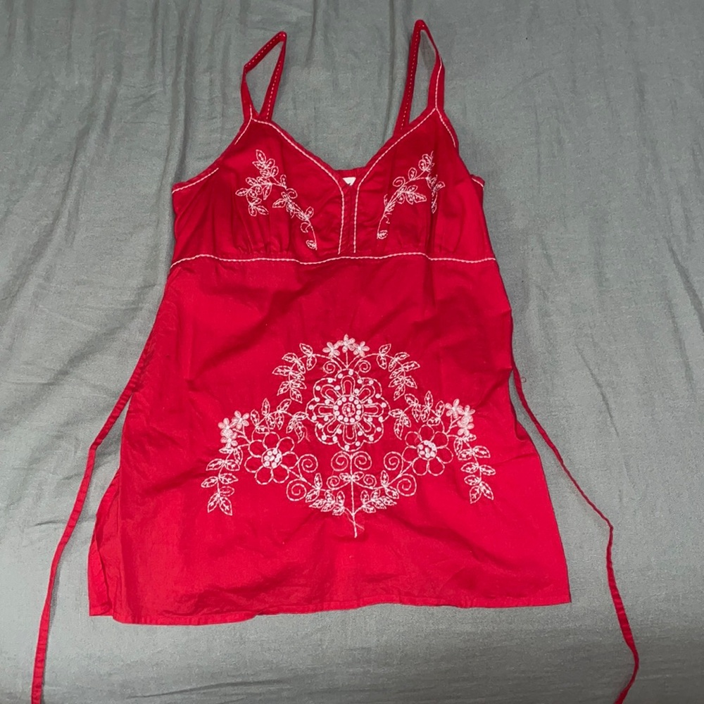 Red Floral tank blouse
